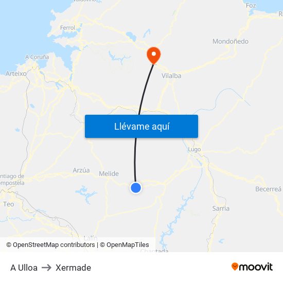 A Ulloa to Xermade map