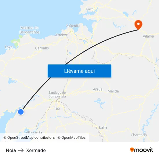 Noia to Xermade map
