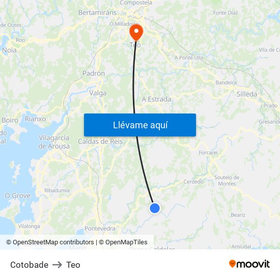 Cotobade to Teo map