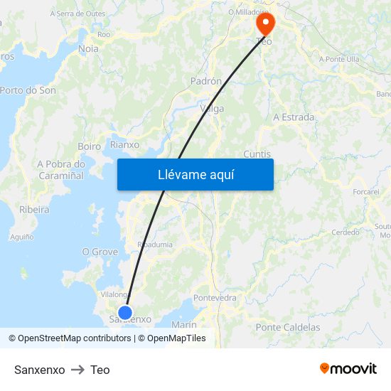 Sanxenxo to Teo map