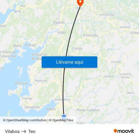 Vilaboa to Teo map