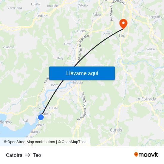 Catoira to Teo map