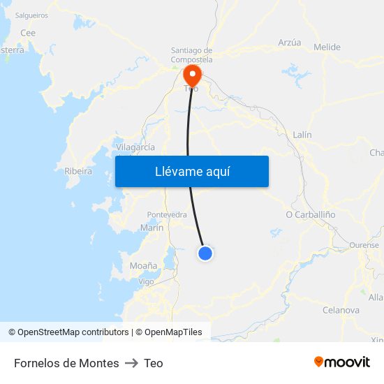 Fornelos de Montes to Teo map