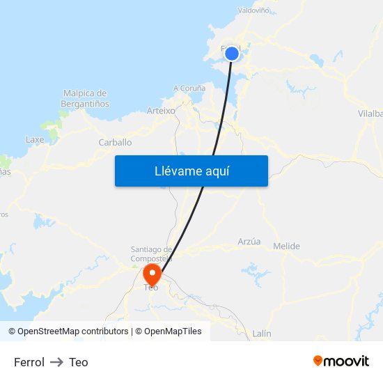 Ferrol to Teo map