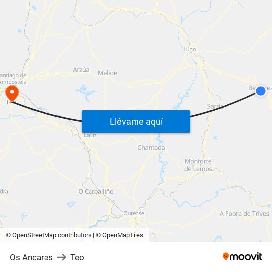 Os Ancares to Teo map