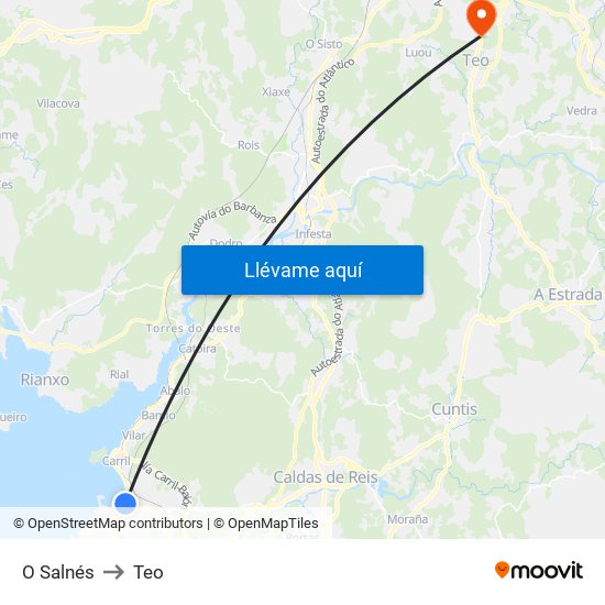 O Salnés to Teo map