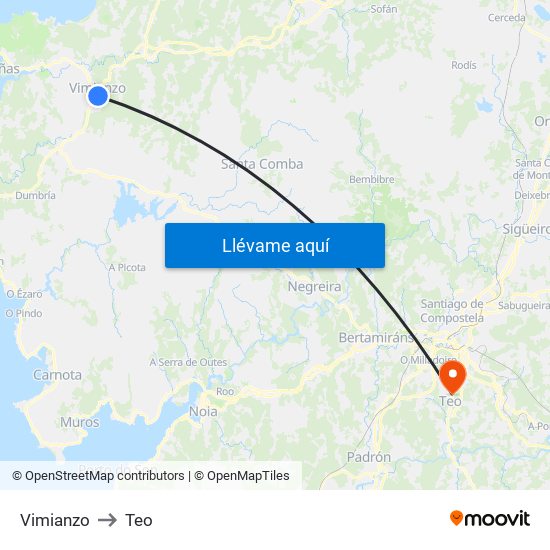 Vimianzo to Teo map
