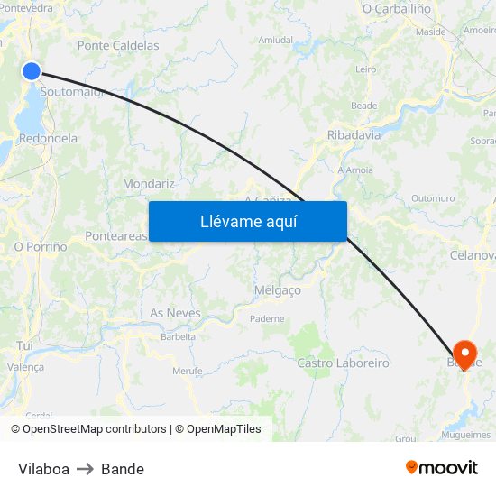 Vilaboa to Bande map