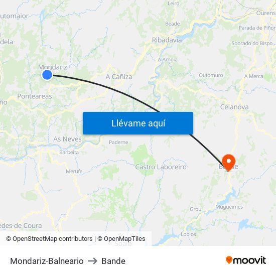 Mondariz-Balneario to Bande map