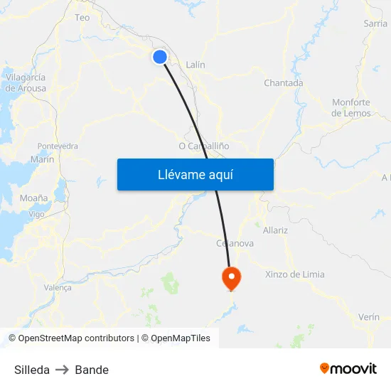 Silleda to Bande map