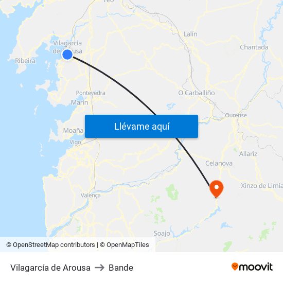 Vilagarcía de Arousa to Bande map