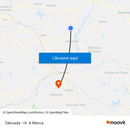 Taboada to A Merca map