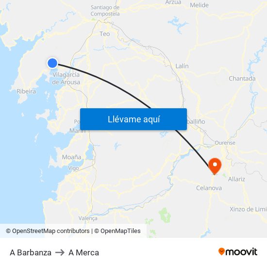 A Barbanza to A Merca map