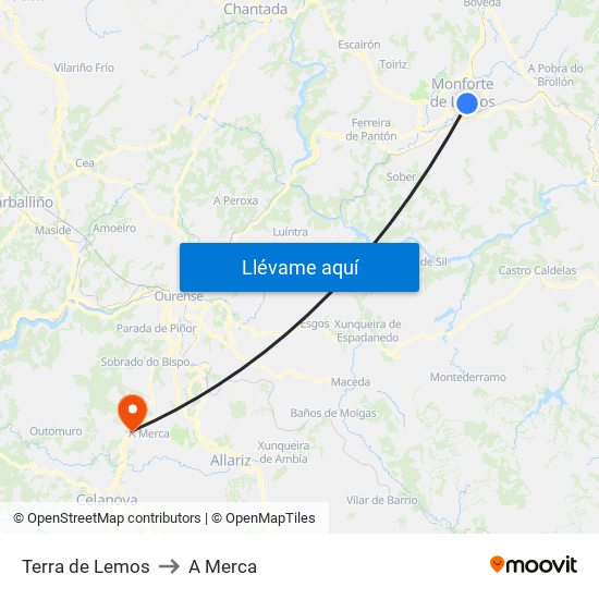 Terra de Lemos to A Merca map