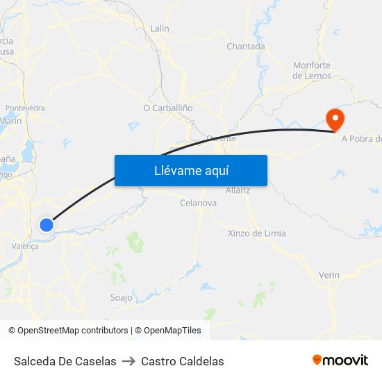 Salceda De Caselas to Castro Caldelas map