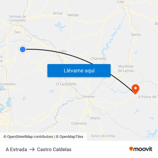 A Estrada to Castro Caldelas map