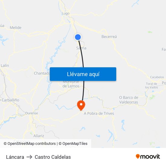 Láncara to Castro Caldelas map