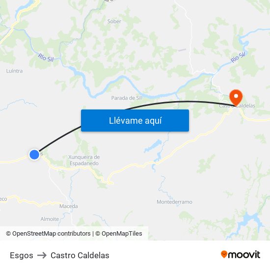 Esgos to Castro Caldelas map