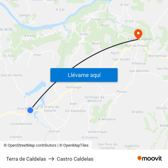 Terra de Caldelas to Castro Caldelas map