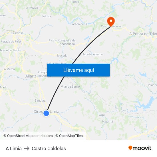 A Limia to Castro Caldelas map