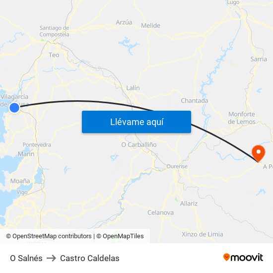 O Salnés to Castro Caldelas map
