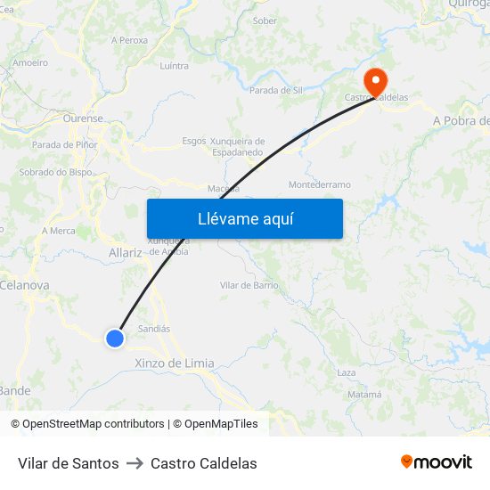 Vilar de Santos to Castro Caldelas map
