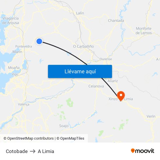 Cotobade to A Limia map