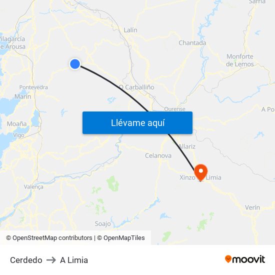 Cerdedo to A Limia map