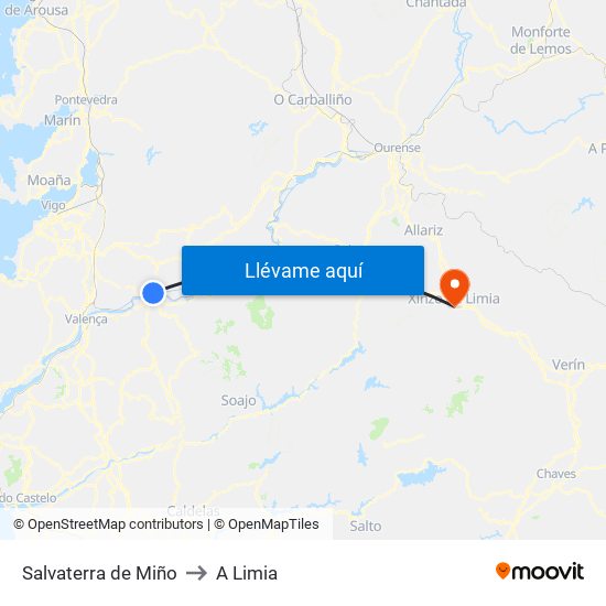 Salvaterra de Miño to A Limia map