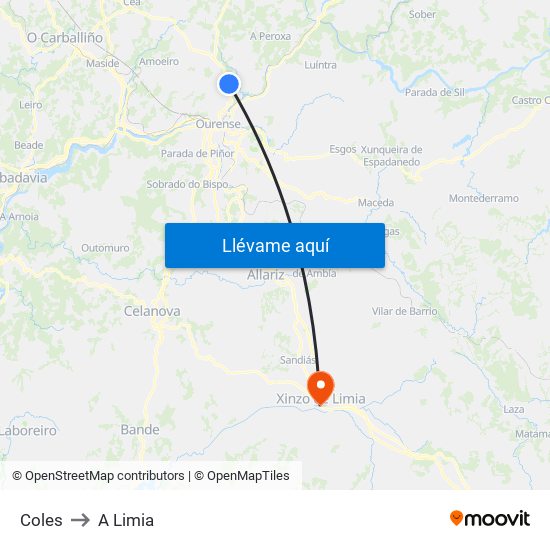 Coles to A Limia map