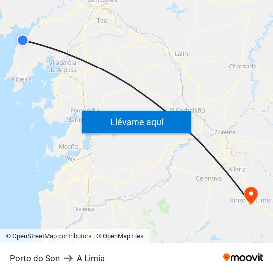Porto do Son to A Limia map