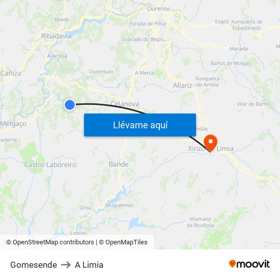 Gomesende to A Limia map