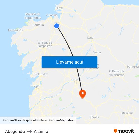Abegondo to A Limia map
