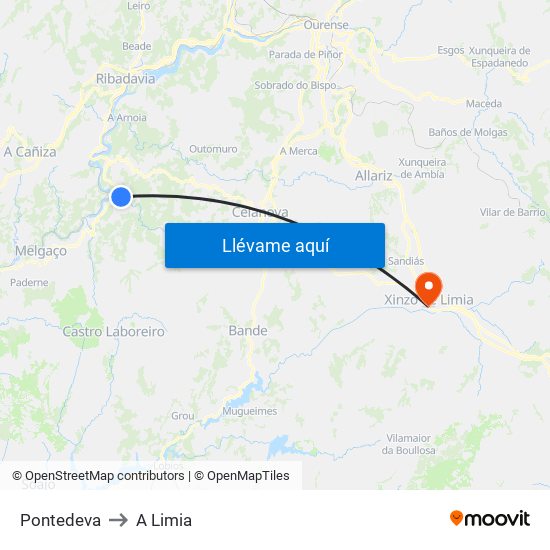 Pontedeva to A Limia map