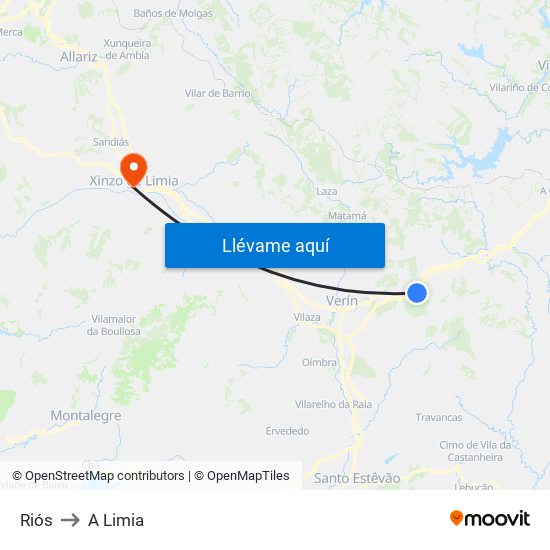 Riós to A Limia map