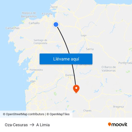 Oza-Cesuras to A Limia map