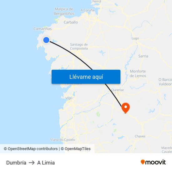 Dumbría to A Limia map