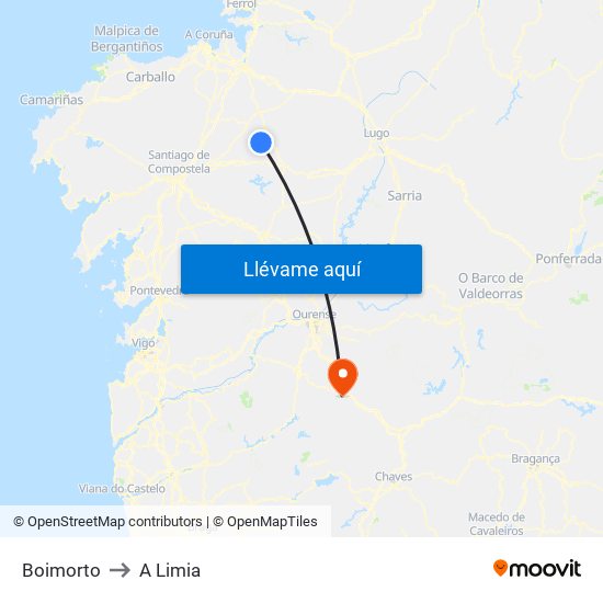 Boimorto to A Limia map