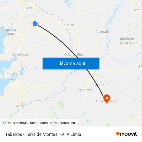Tabeirós - Terra de Montes to A Limia map