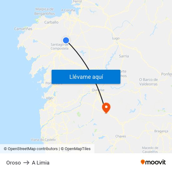 Oroso to A Limia map