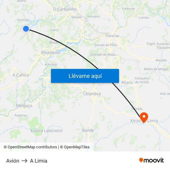 Avión to A Limia map