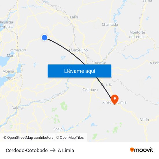 Cerdedo-Cotobade to A Limia map