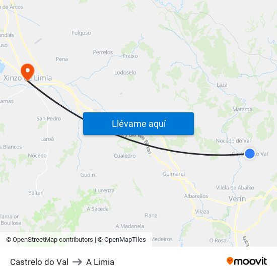 Castrelo do Val to A Limia map