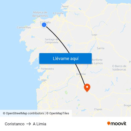 Coristanco to A Limia map