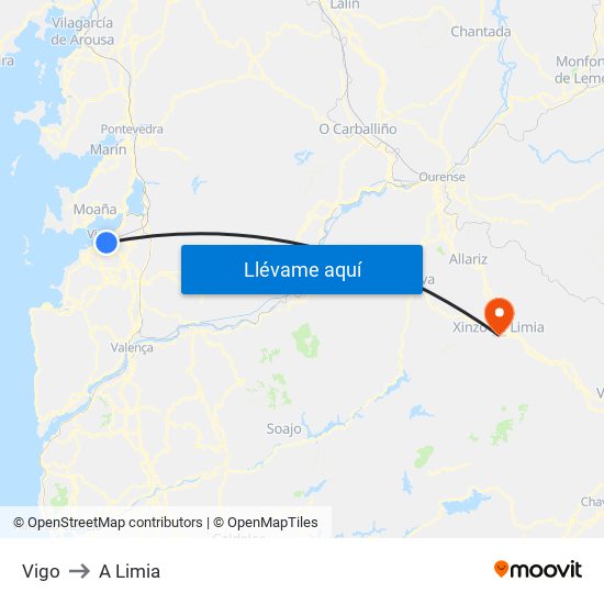 Vigo to A Limia map