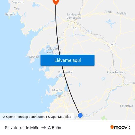 Salvaterra de Miño to A Baña map