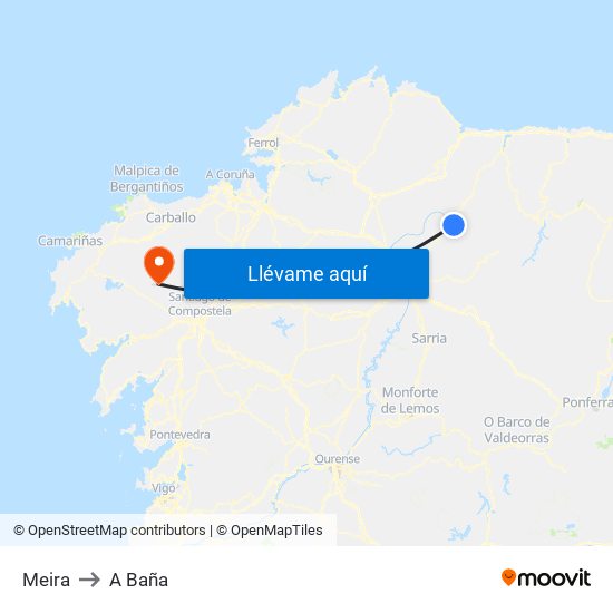 Meira to A Baña map