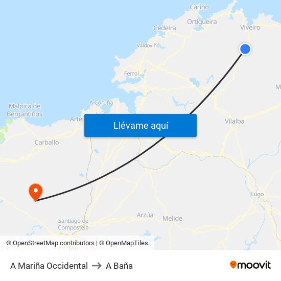 A Mariña Occidental to A Baña map