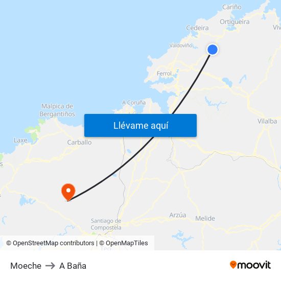 Moeche to A Baña map