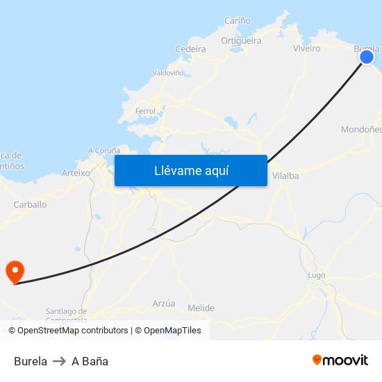 Burela to A Baña map